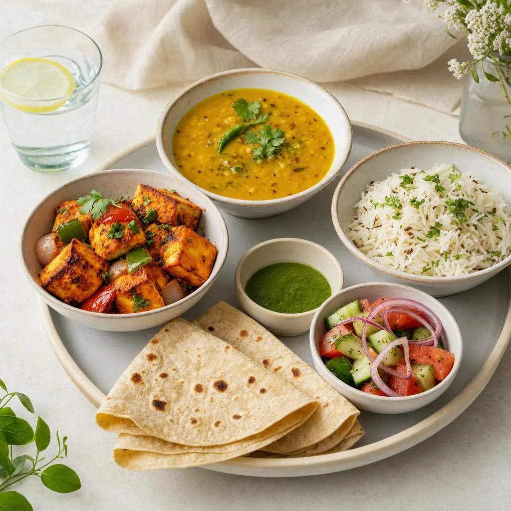 Indian thali analyzed by Plately