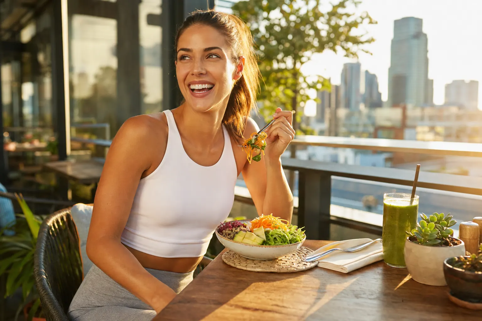Enjoying a healthy meal
